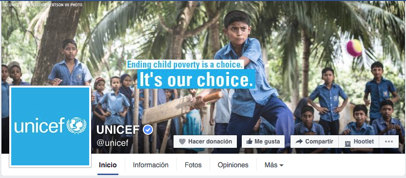 página de Facebook Unicef